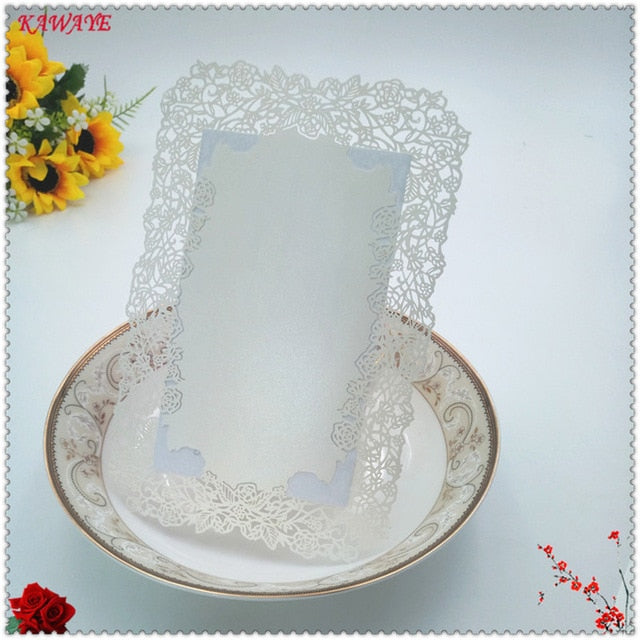 10pcs 18x12cm Laser Cut Rose Table Place Card DIY Wedding Party Menu Card Romantic Wedding Invitation Party Table Cards 6ZH13
