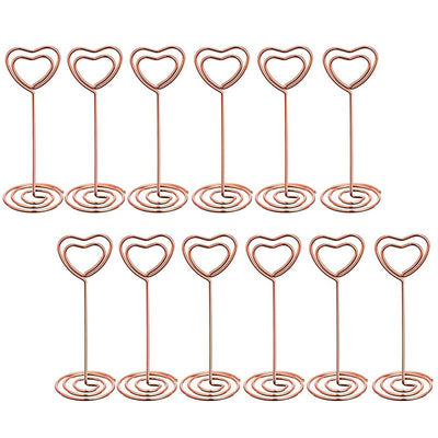 12 Pcs Rose Gold Heart Shape Photo Holder Stands Table Number Holders Place Card Paper Menu Clips for Weddings