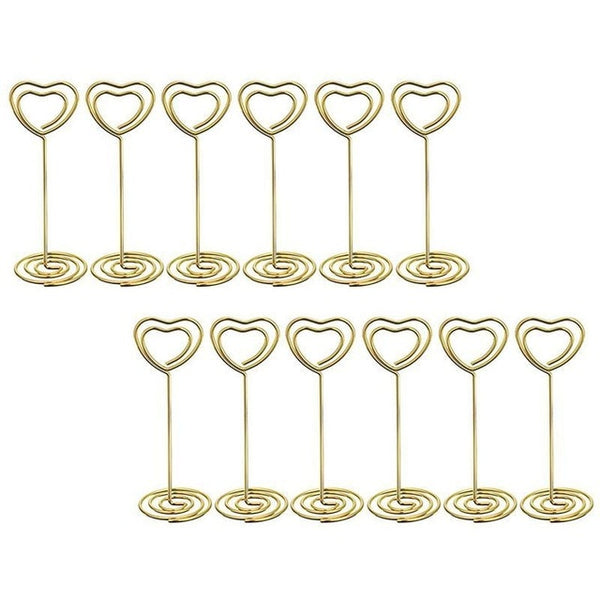 12 Pcs Rose Gold Heart Shape Photo Holder Stands Table Number Holders Place Card Paper Menu Clips for Weddings
