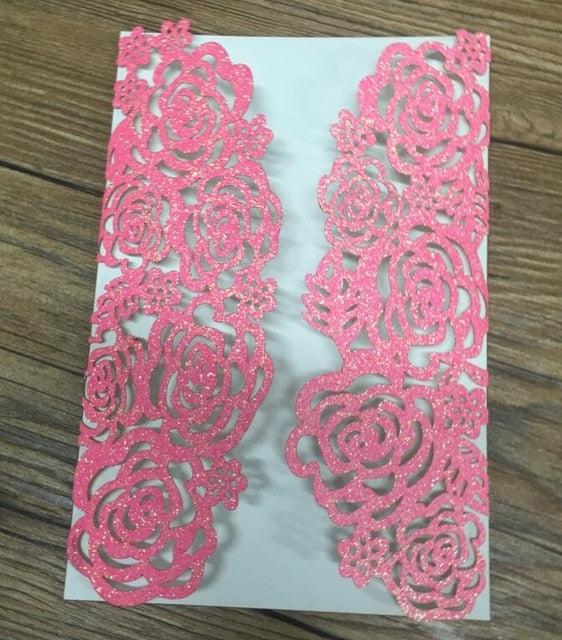 Super elegant laser cut rose gold glitter paper wedding invitation card hot selll personalize royal wedding card for wedding
