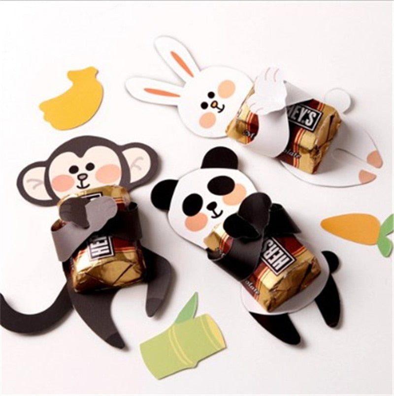 24pcs Paper Card Candy Box Holder Animal Chocolate Box Christmas Nice  Gifts Baby Shower Kids Birthday Party Supplies