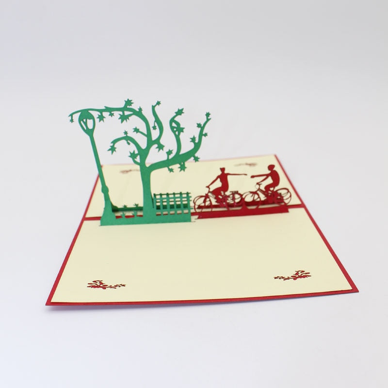 3D Handmade Paper-cut Bicycle Lover Paper Invitation Greeting Cards with Envelope Propose Postcard Wedding Creative Gift