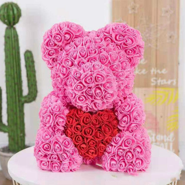 2019 Valentines' Day Gift PE Rose Bear Handmade Artificial Flower Love Bear Girlfriend Anniversary New Year Gift Foam Rose Bear