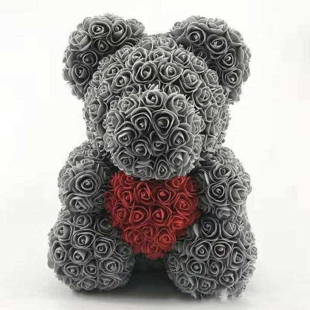 2019 Valentines' Day Gift PE Rose Bear Handmade Artificial Flower Love Bear Girlfriend Anniversary New Year Gift Foam Rose Bear