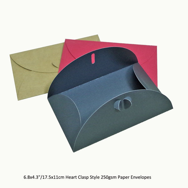 50pcs 6.8x4.3"/17.5x11cm Heart Clasp Style 250gsm Kraft /pearl Paper Envelopes For Wedding Party Invitation Postcard Photo Book