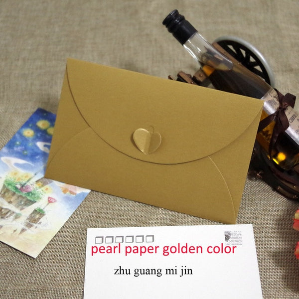 50pcs 6.8x4.3"/17.5x11cm Heart Clasp Style 250gsm Kraft /pearl Paper Envelopes For Wedding Party Invitation Postcard Photo Book