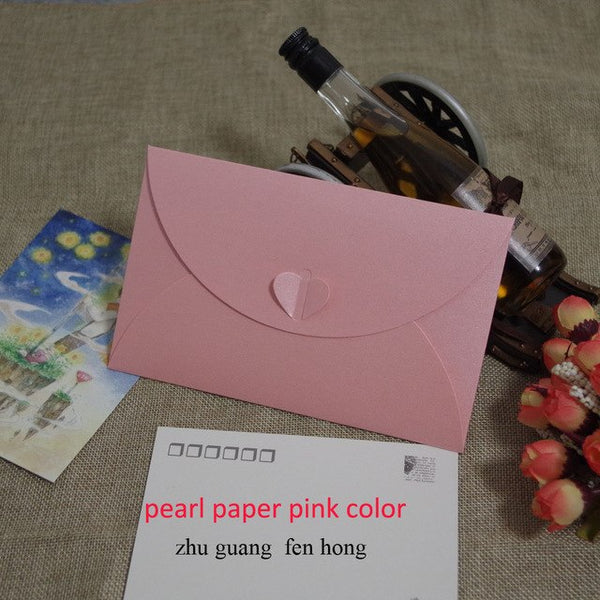 50pcs 6.8x4.3"/17.5x11cm Heart Clasp Style 250gsm Kraft /pearl Paper Envelopes For Wedding Party Invitation Postcard Photo Book