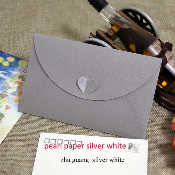 50pcs 6.8x4.3"/17.5x11cm Heart Clasp Style 250gsm Kraft /pearl Paper Envelopes For Wedding Party Invitation Postcard Photo Book