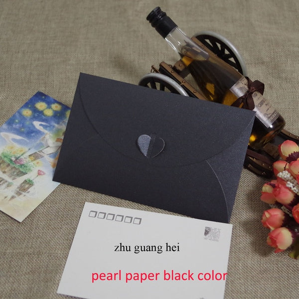 50pcs 6.8x4.3"/17.5x11cm Heart Clasp Style 250gsm Kraft /pearl Paper Envelopes For Wedding Party Invitation Postcard Photo Book