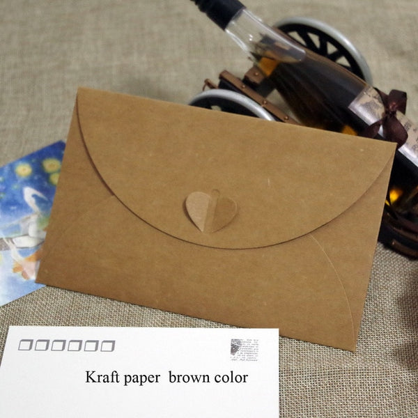 50pcs 6.8x4.3"/17.5x11cm Heart Clasp Style 250gsm Kraft /pearl Paper Envelopes For Wedding Party Invitation Postcard Photo Book