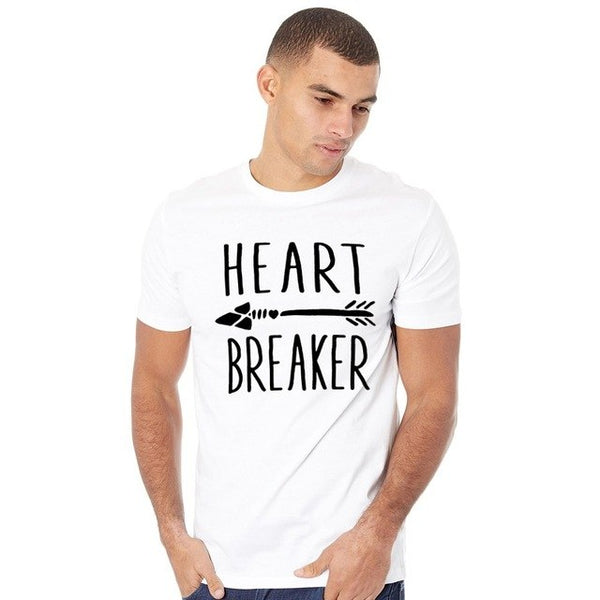 Valentine's Day Shirt for Men Women Unisex Tops Tees Heart Breaker White T-Shirt Boho Arrow Design Valentine Shirt