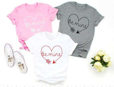 Be Mine Heart Arrow T-Shirt Casual Valentines Day Hipster Tee Women Graphic Stylish Slogan Grunge Tops Heart Printed t shirts