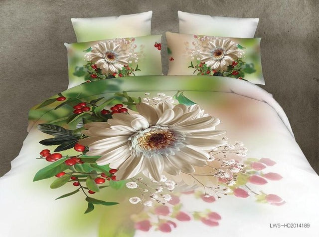 4pcs Cotton 3D Rose Bedding Sets High Quality Soft Duvet Cover Bedsheet Pillowcase Reactive Printed Bedclothes Queen Bed Linen29