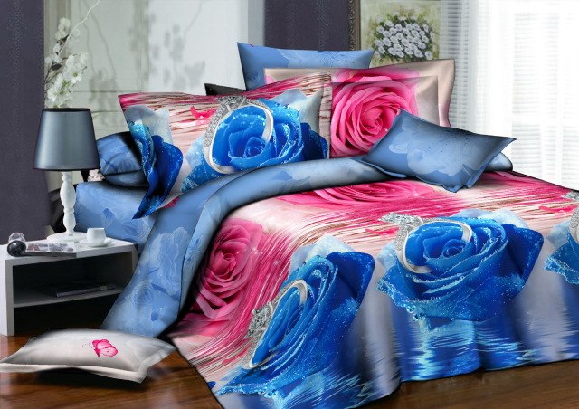 4pcs Cotton 3D Rose Bedding Sets High Quality Soft Duvet Cover Bedsheet Pillowcase Reactive Printed Bedclothes Queen Bed Linen29