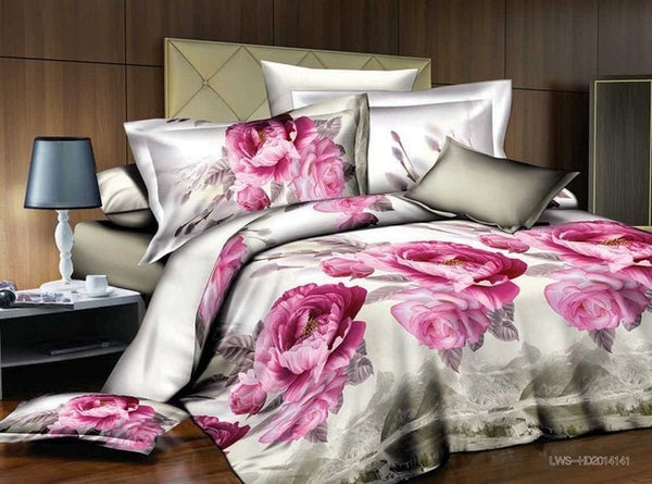 4pcs Cotton 3D Rose Bedding Sets High Quality Soft Duvet Cover Bedsheet Pillowcase Reactive Printed Bedclothes Queen Bed Linen29